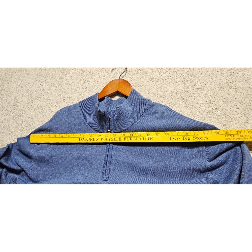 Roundtree & Yorke Mens 2XB Blue Quarter Zip‎ Pullover Sweater Cotton Blend - Picture 10 of 11